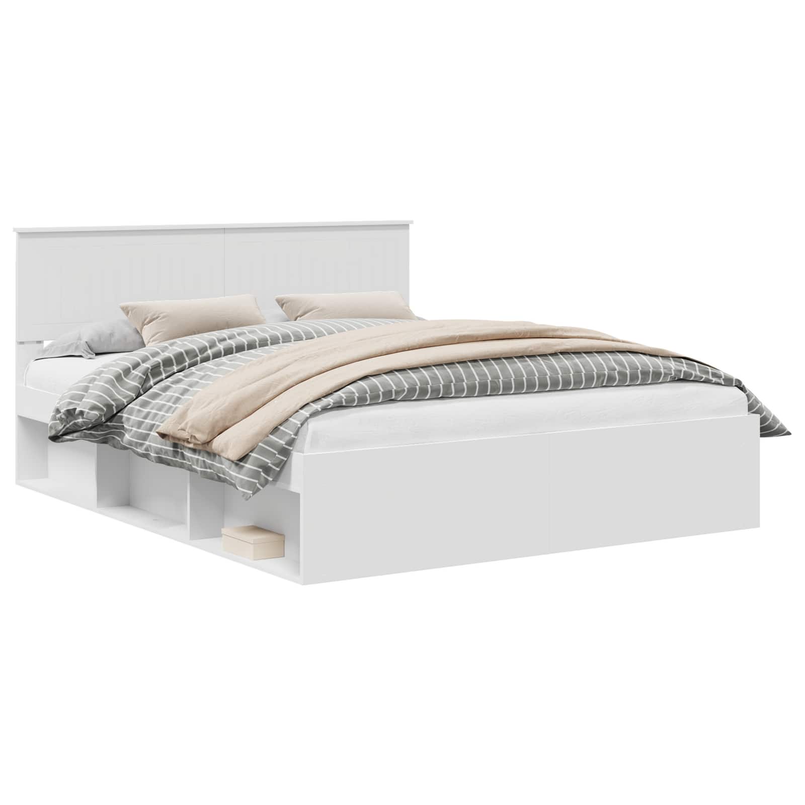 Σκελετός Κρεβατιού Λευκό 160 x 200 cm Στερεά ξυλεία πεύκου