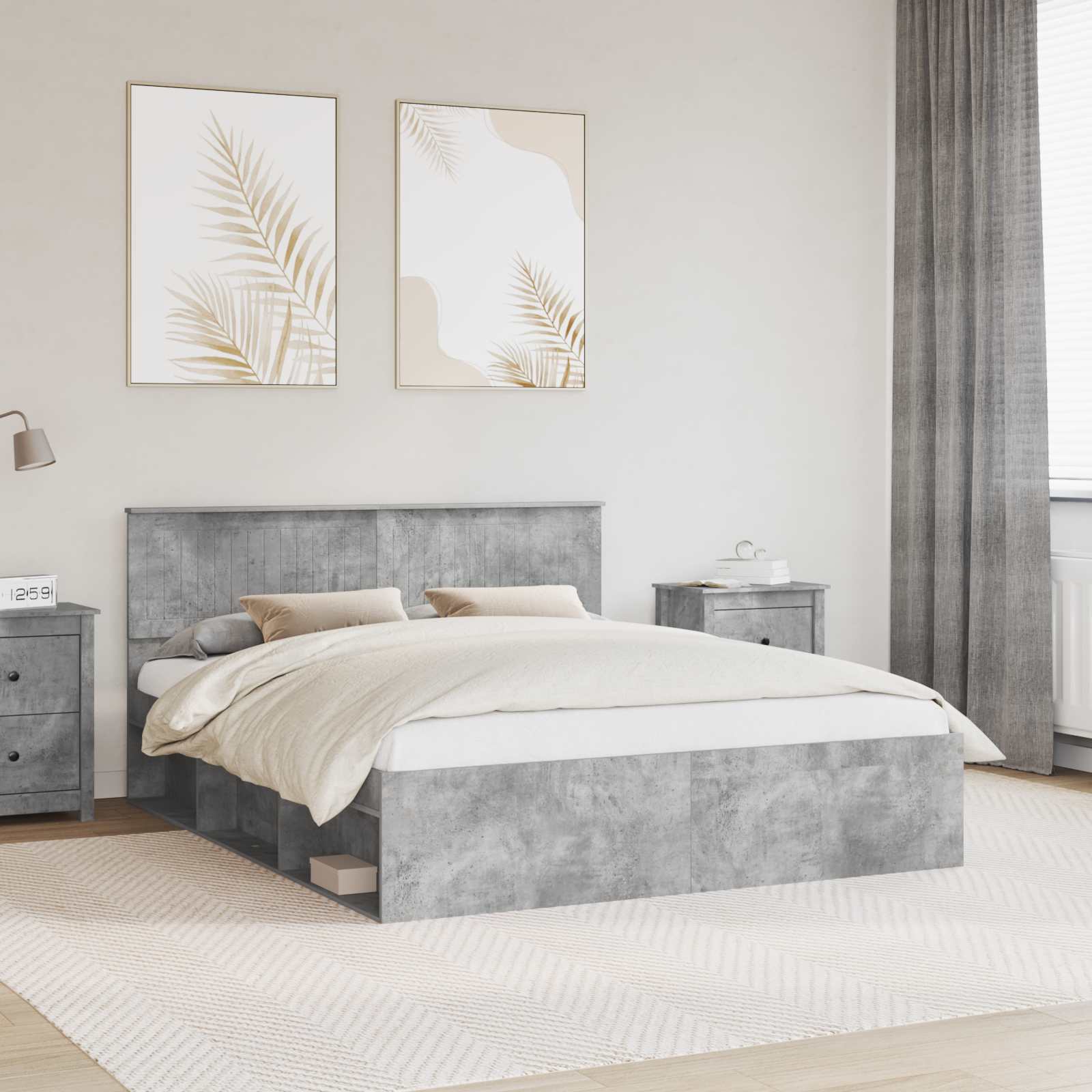 Σκελετός Κρεβατιού Σκυρόδεμα 160 x 200 cm Στερεά ξυλεία πεύκου