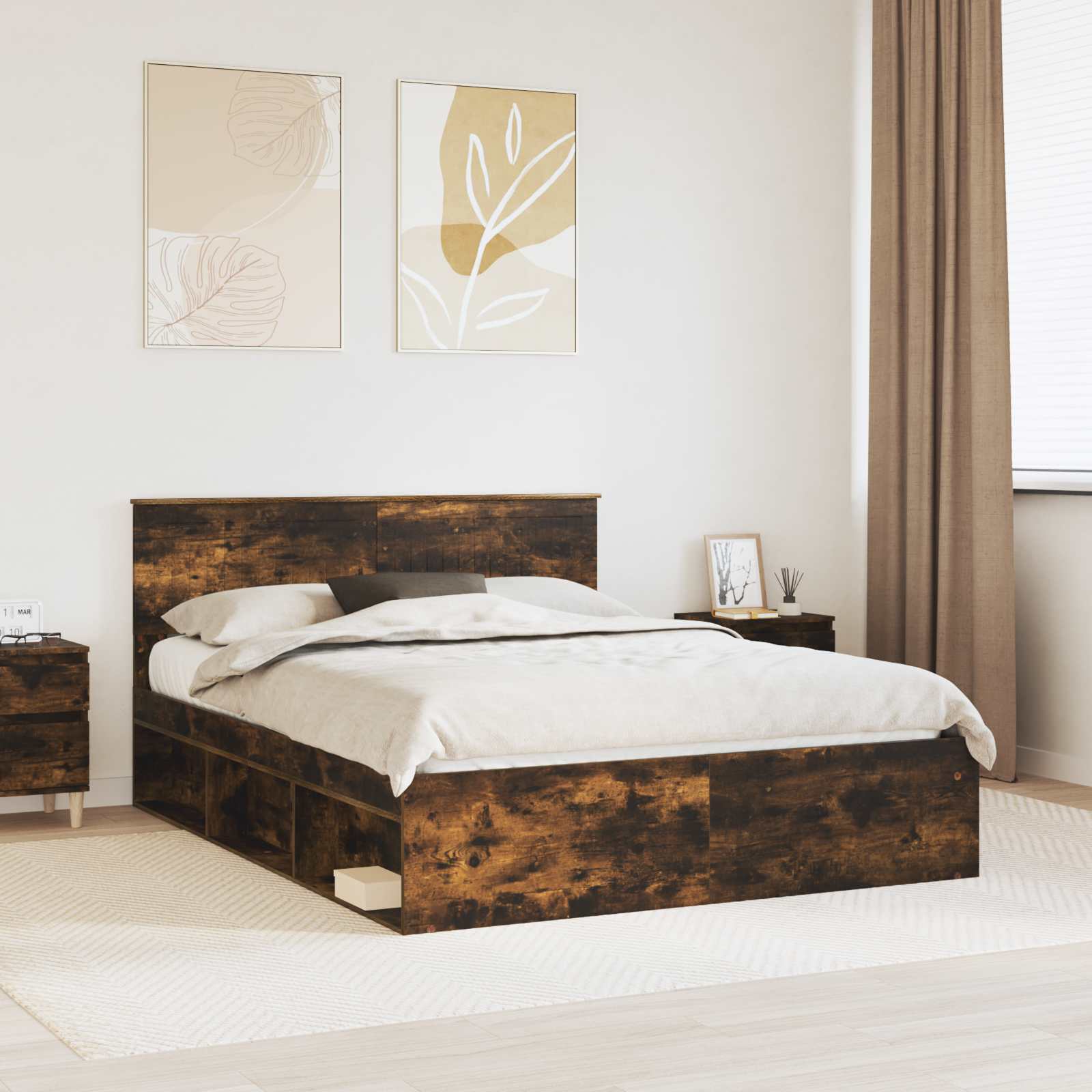 Σκελετός Κρεβατιού με κεφαλάρι Καπνιστό Δρύς 150 x 200 cm