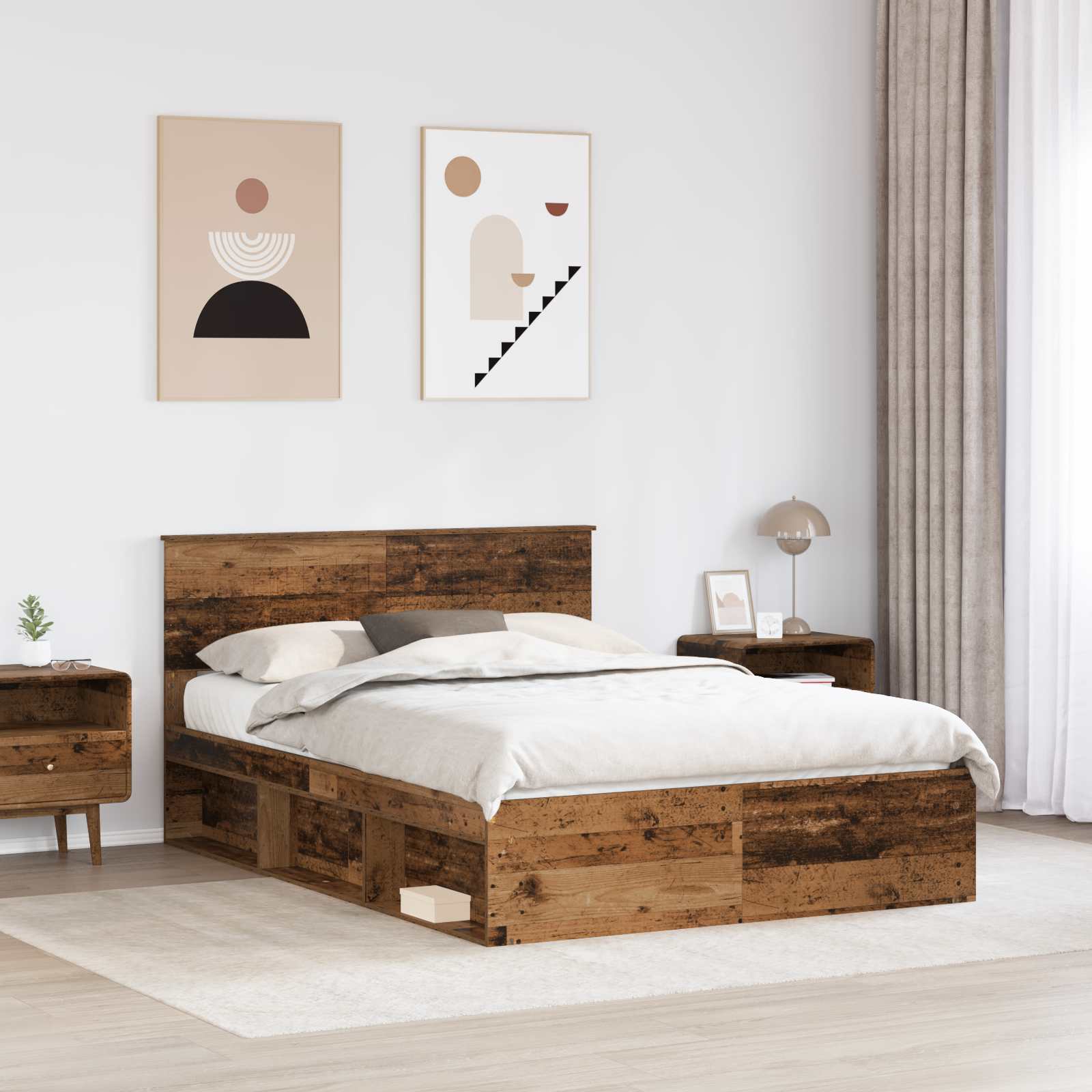 Σκελετός Κρεβατιού Παλιό ξύλο 135 x 190 cm Στερεά ξυλεία πεύκου