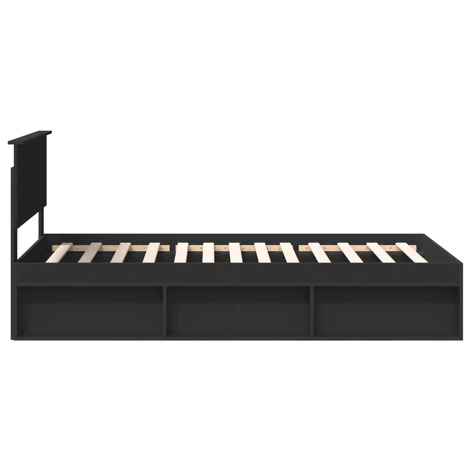 Σκελετός Κρεβατιού Μαύρο 100 x 200 cm Στερεά ξυλεία πεύκου