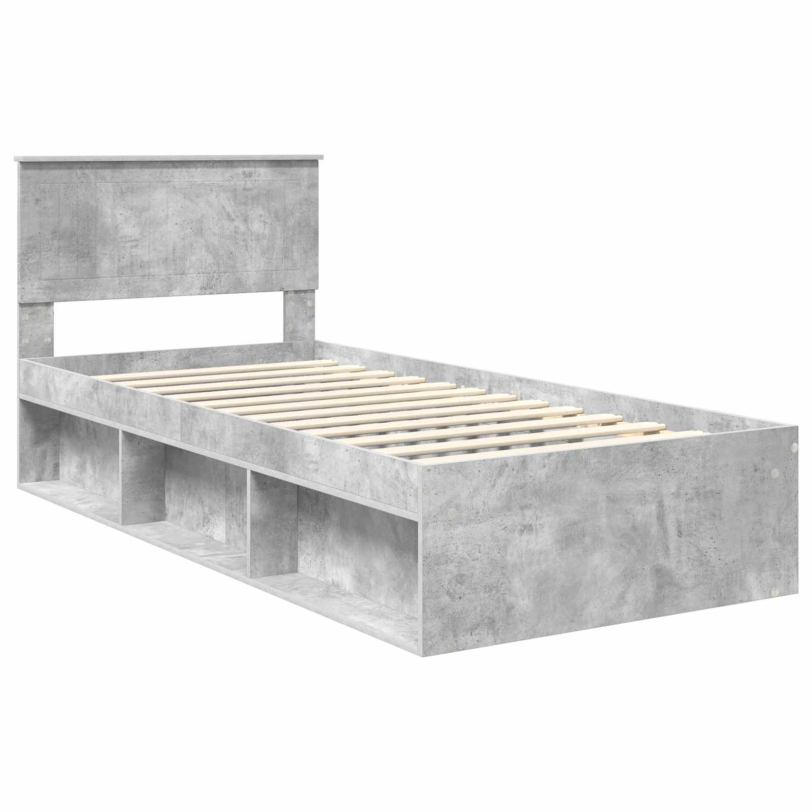 Σκελετός Κρεβατιού Γκρι Μπετόν 90 x 190 cm Στερεά ξυλεία πεύκου