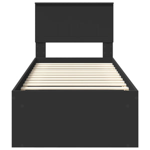 Σκελετός Κρεβατιού Μαύρο 75 x 190 cm Στερεά ξυλεία πεύκου