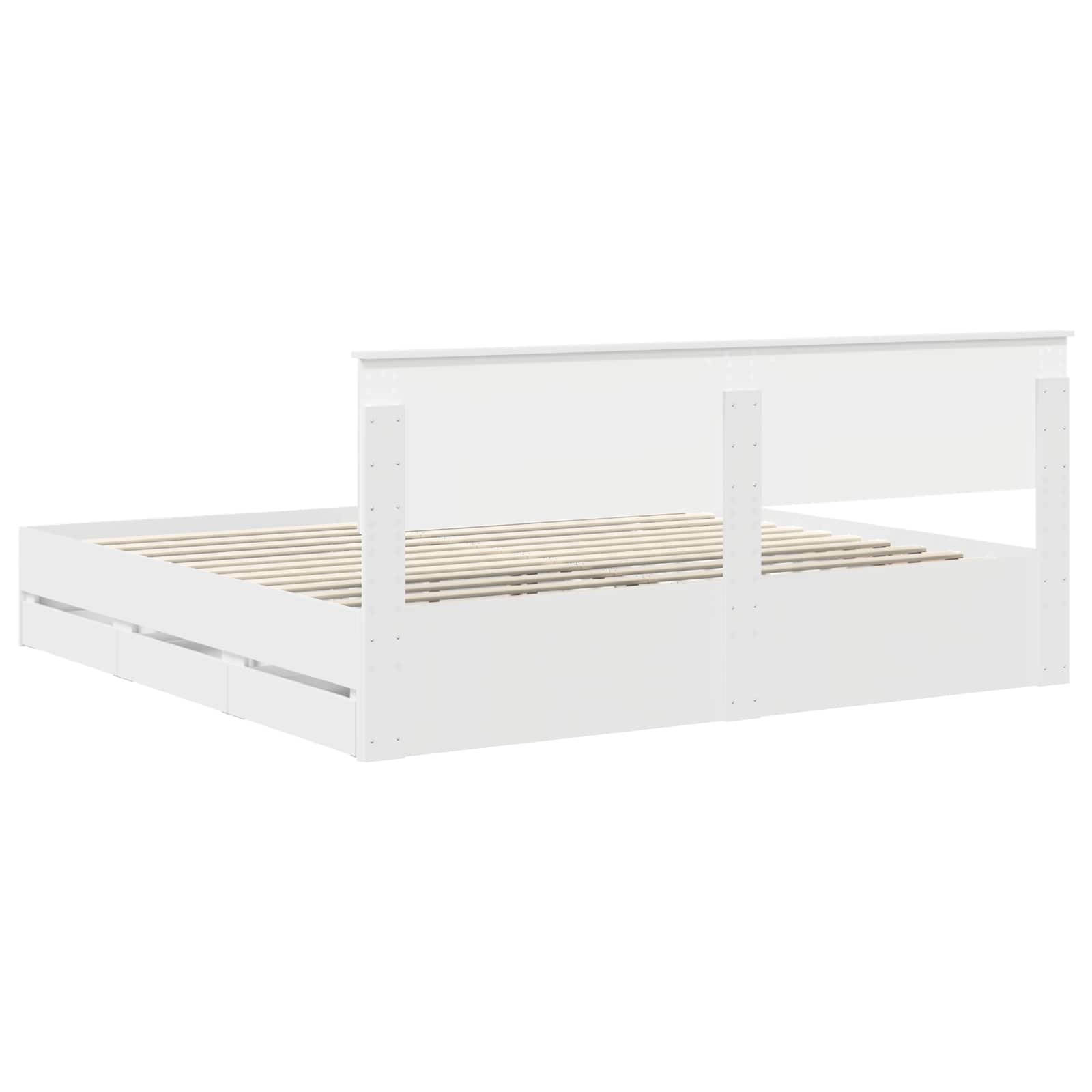 Σκελετός Κρεβατιού Λευκό 200 x 200 cm Μηχανήματος Ξύλο