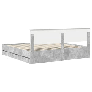 Σκελετός Κρεβατιού Σκυρόδεμα Γκρι 200 x 200 cm Μηχανήματος Ξύλο