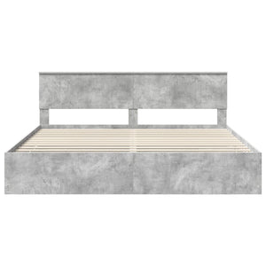 Σκελετός Κρεβατιού Σκυρόδεμα Γκρι 200 x 200 cm Μηχανήματος Ξύλο