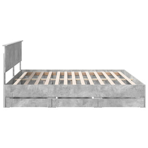 Σκελετός Κρεβατιού Σκυρόδεμα Γκρι 200 x 200 cm Μηχανήματος Ξύλο