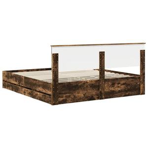 Σκελετός Κρεβατιού Καπνιστό Δρύς 180 x 200 cm Μηχανήματος Ξύλο - Pakobazaar