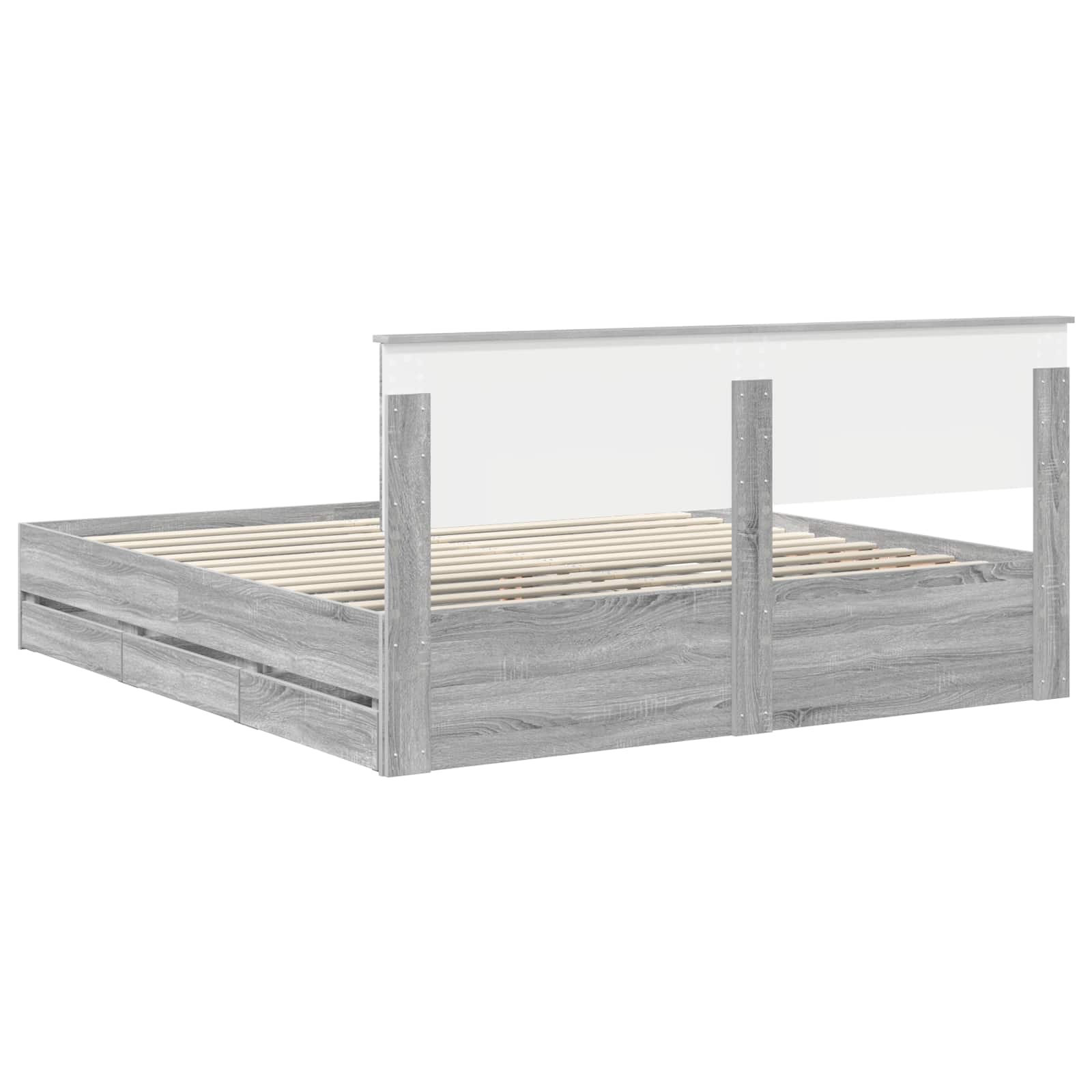 Σκελετός Κρεβατιού Γκρίζο Σονομα 180 x 200 cm Μηχανήματος Ξύλο