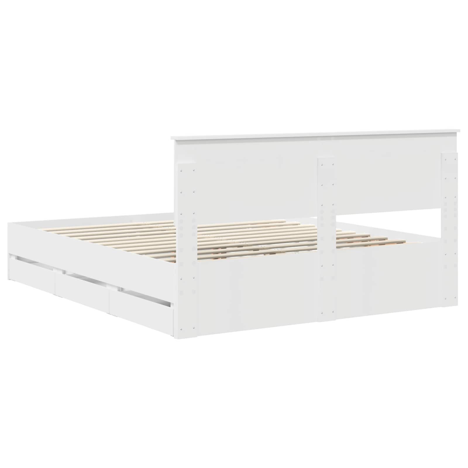 Σκελετός Κρεβατιού Λευκό 160 x 200 cm Μηχανήματος Ξύλο