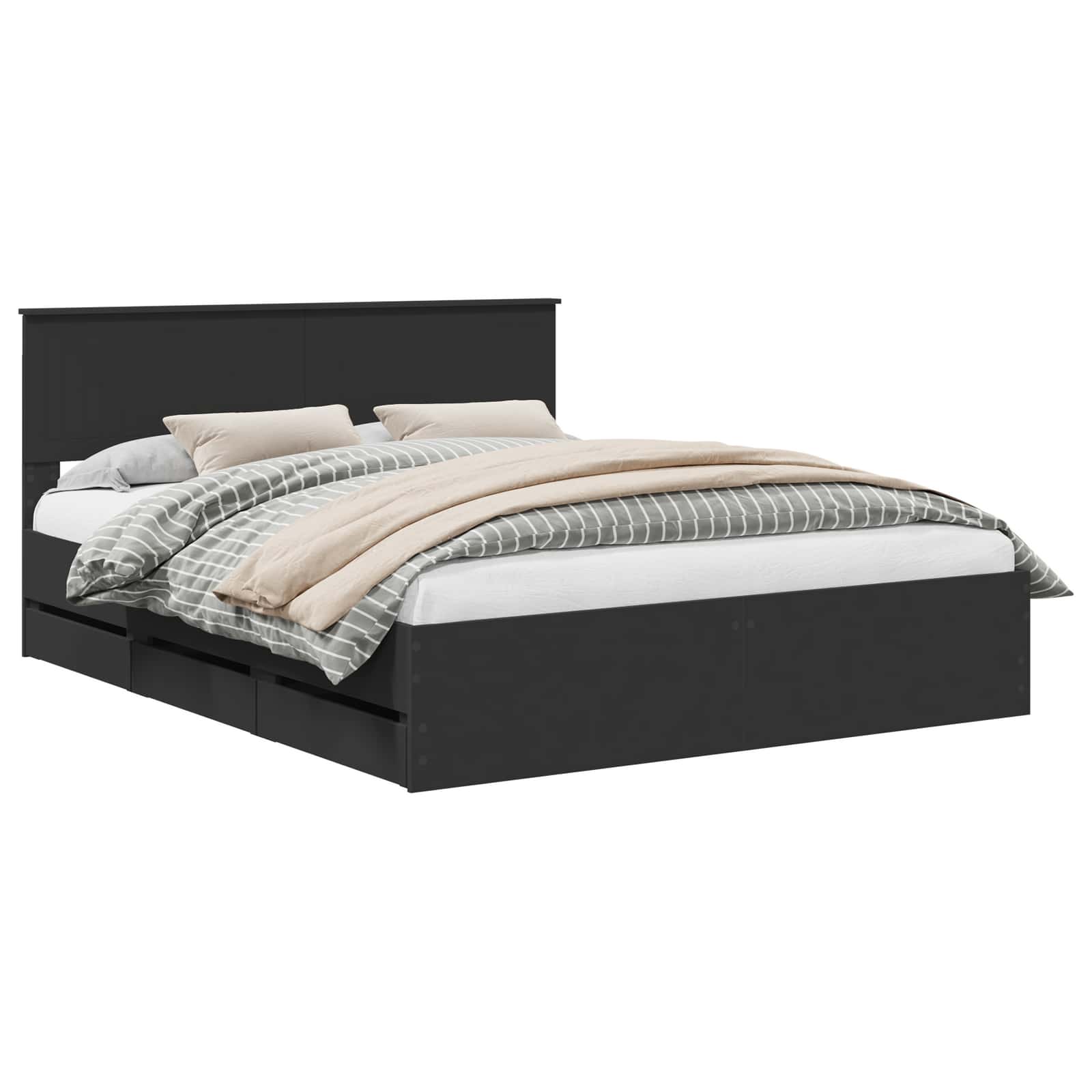 Σκελετός Κρεβατιού Μαύρο 160 x 200 cm Μηχανήματος Ξύλο