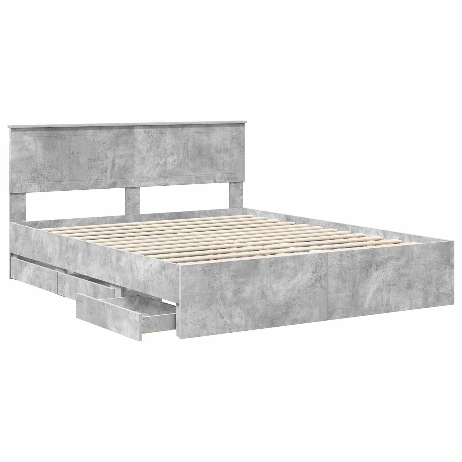 Σκελετός Κρεβατιού Σκυρόδεμα Γκρι 160 x 200 cm Μηχανήματος Ξύλο
