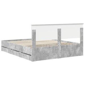 Σκελετός Κρεβατιού Σκυρόδεμα Γκρι 160 x 200 cm Μηχανήματος Ξύλο