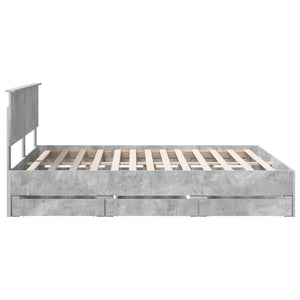 Σκελετός Κρεβατιού Σκυρόδεμα Γκρι 160 x 200 cm Μηχανήματος Ξύλο