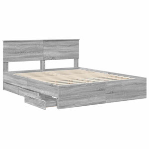Σκελετός Κρεβατιού Γκρίζο Σονομα 160 x 200 cm Μηχανήματος Ξύλο
