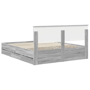 Σκελετός Κρεβατιού Γκρίζο Σονομα 160 x 200 cm Μηχανήματος Ξύλο