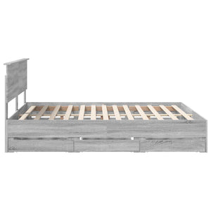 Σκελετός Κρεβατιού Γκρίζο Σονομα 160 x 200 cm Μηχανήματος Ξύλο