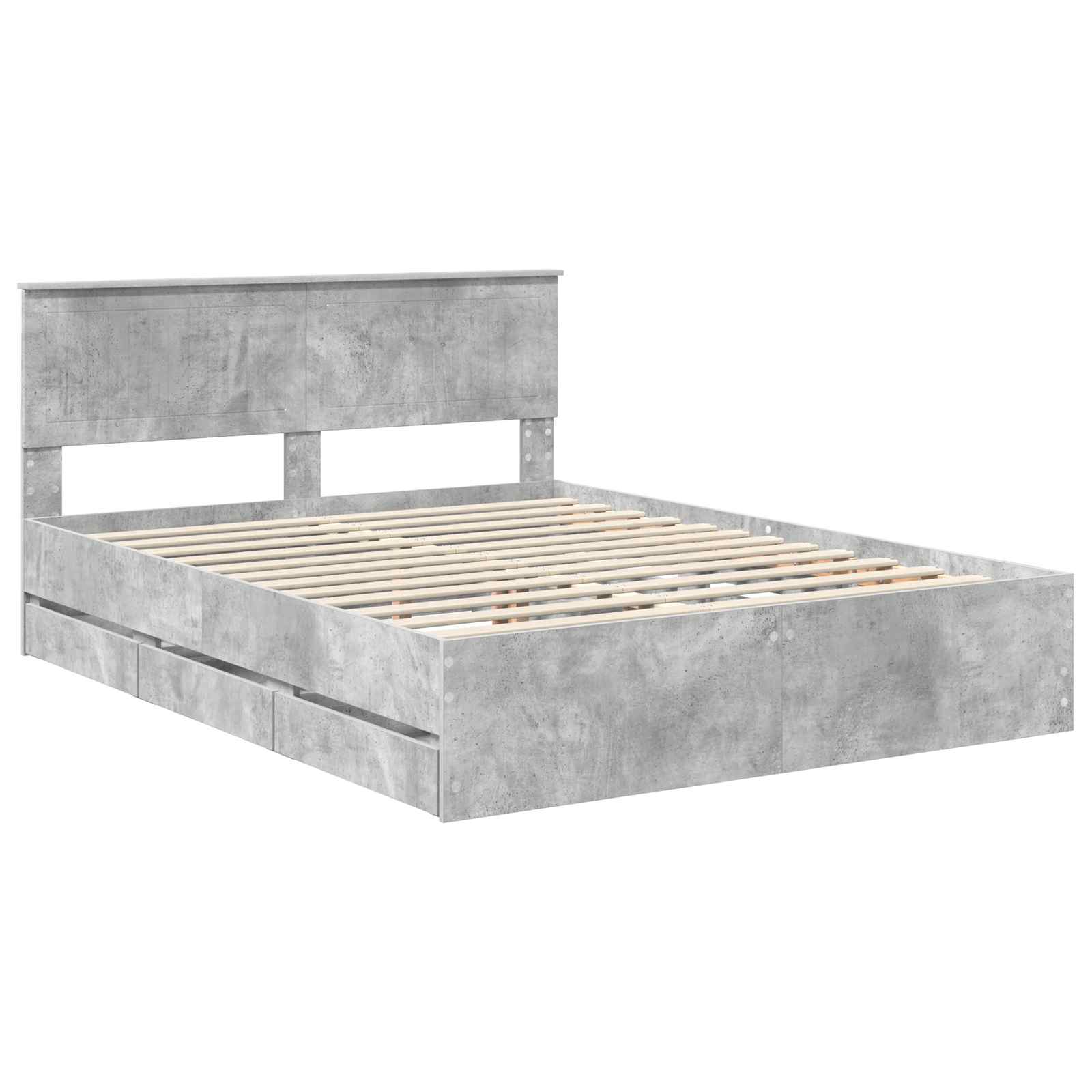 Σκελετός Κρεβατιού Σκυρόδεμα Γκρι 150 x 200 cm Μηχανήματος Ξύλο - Pakobazaar