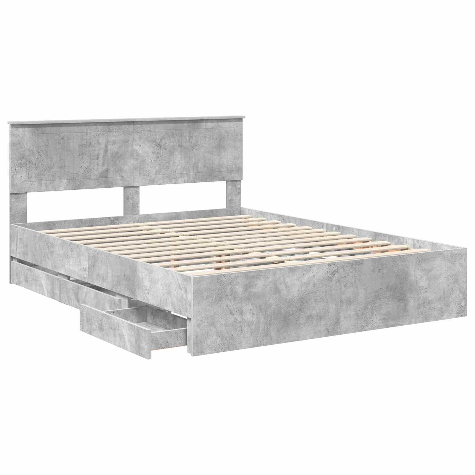 Σκελετός Κρεβατιού Σκυρόδεμα Γκρι 150 x 200 cm Μηχανήματος Ξύλο - Pakobazaar