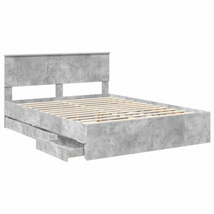 Σκελετός Κρεβατιού Σκυρόδεμα Γκρι 150 x 200 cm Μηχανήματος Ξύλο - Pakobazaar