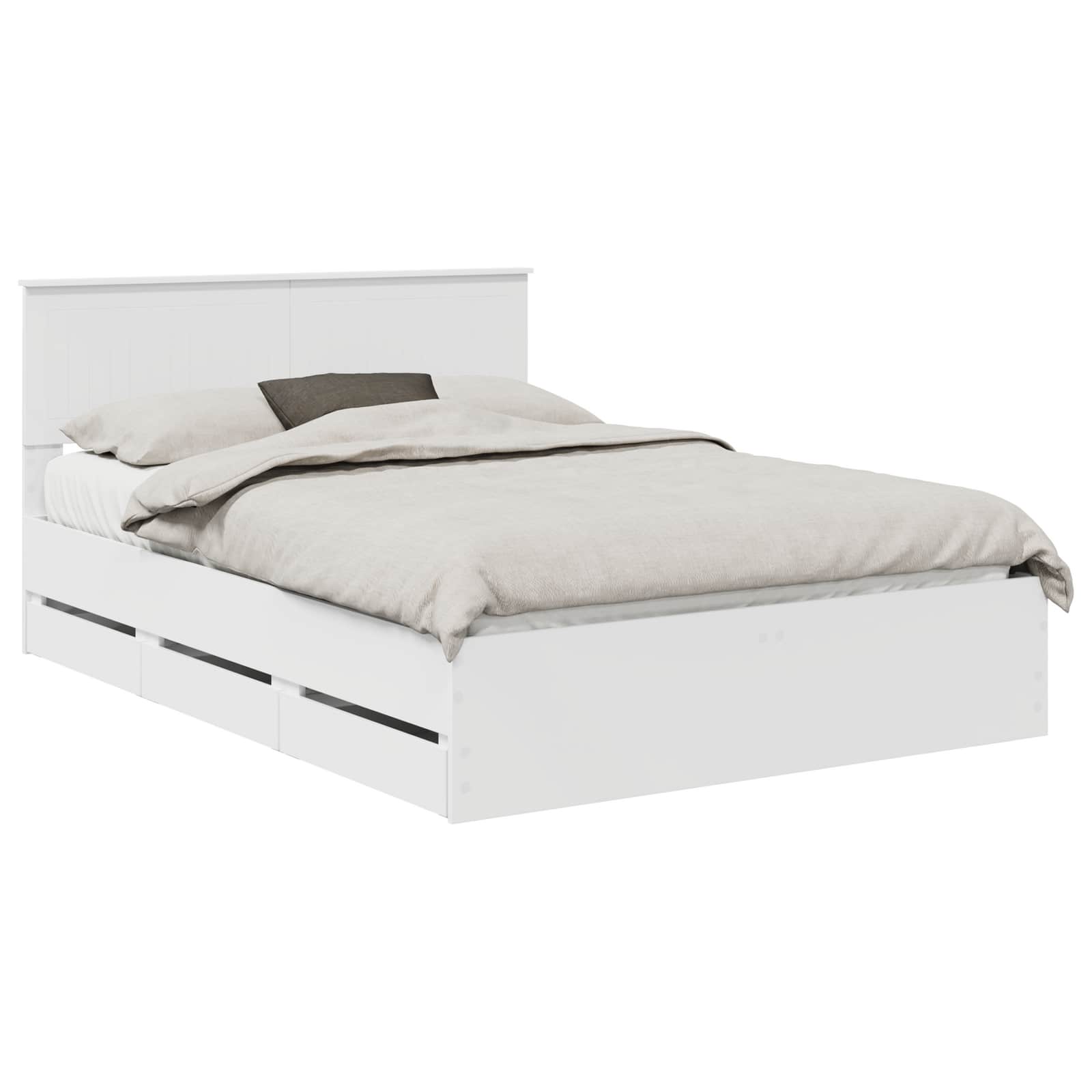 Σκελετός Κρεβατιού Λευκό 140 x 190 cm Μηχανήματος Ξύλο - Pakobazaar