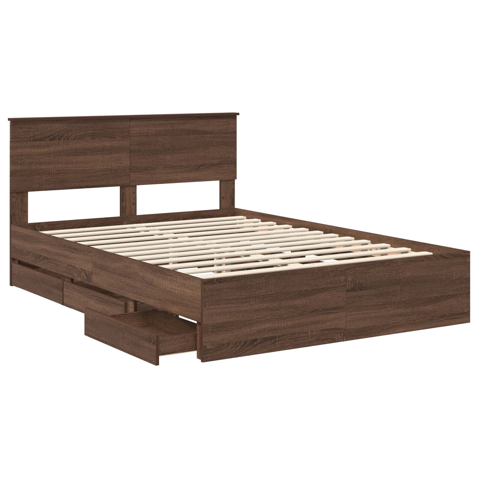 Σκελετός Κρεβατιού Καφέ δρυς 140 x 190 cm Μηχανήματος Ξύλο - Pakobazaar