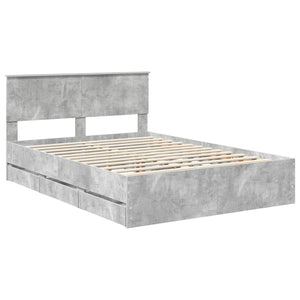 Σκελετός Κρεβατιού Σκυρόδεμα Γκρι 140 x 190 cm Μηχανήματος Ξύλο