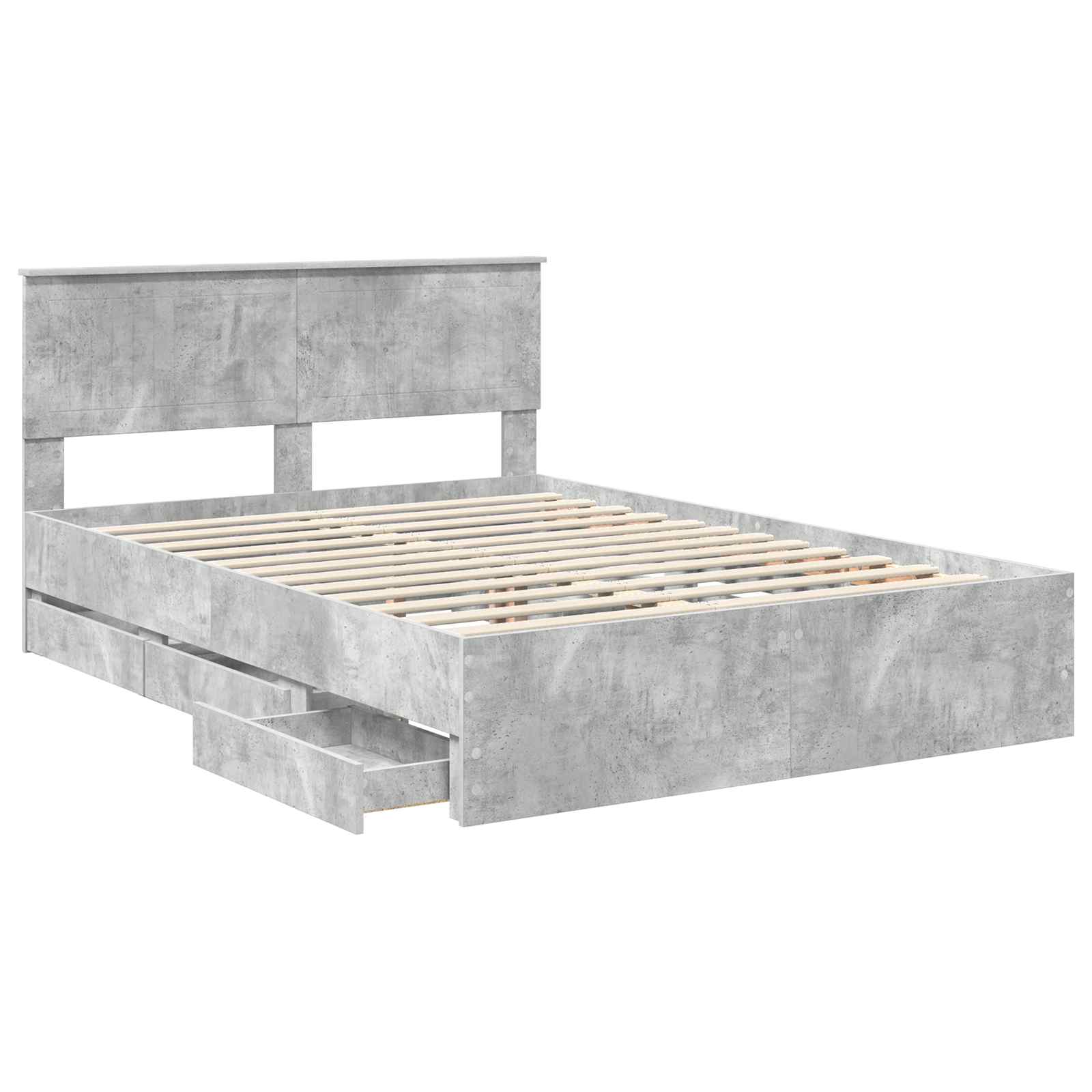 Σκελετός Κρεβατιού Σκυρόδεμα Γκρι 140 x 190 cm Μηχανήματος Ξύλο