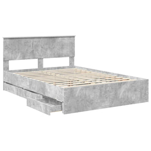 Σκελετός Κρεβατιού Σκυρόδεμα Γκρι 140 x 190 cm Μηχανήματος Ξύλο