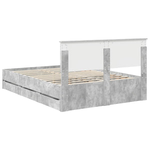 Σκελετός Κρεβατιού Σκυρόδεμα Γκρι 140 x 190 cm Μηχανήματος Ξύλο