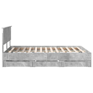 Σκελετός Κρεβατιού Σκυρόδεμα Γκρι 140 x 190 cm Μηχανήματος Ξύλο
