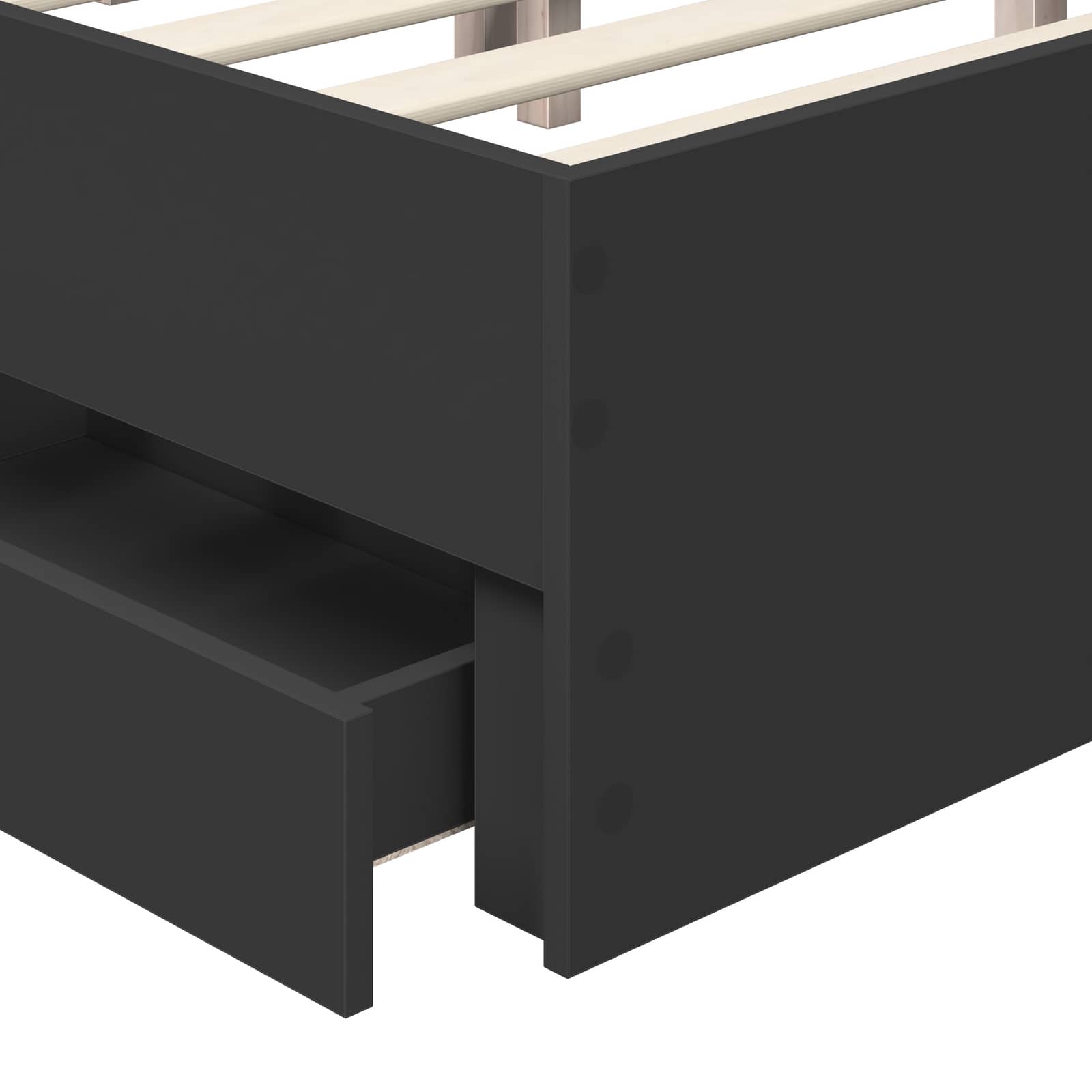 Σκελετός Κρεβατιού Μαύρο 135 x 190 cm Μηχανήματος Ξύλο - Pakobazaar