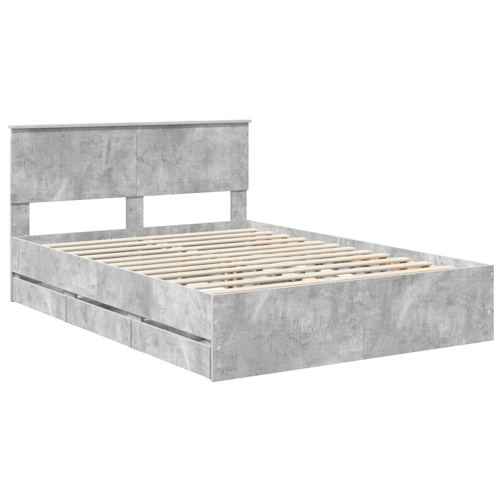 Σκελετός Κρεβατιού Σκυρόδεμα Γκρι 135 x 190 cm Μηχανήματος Ξύλο