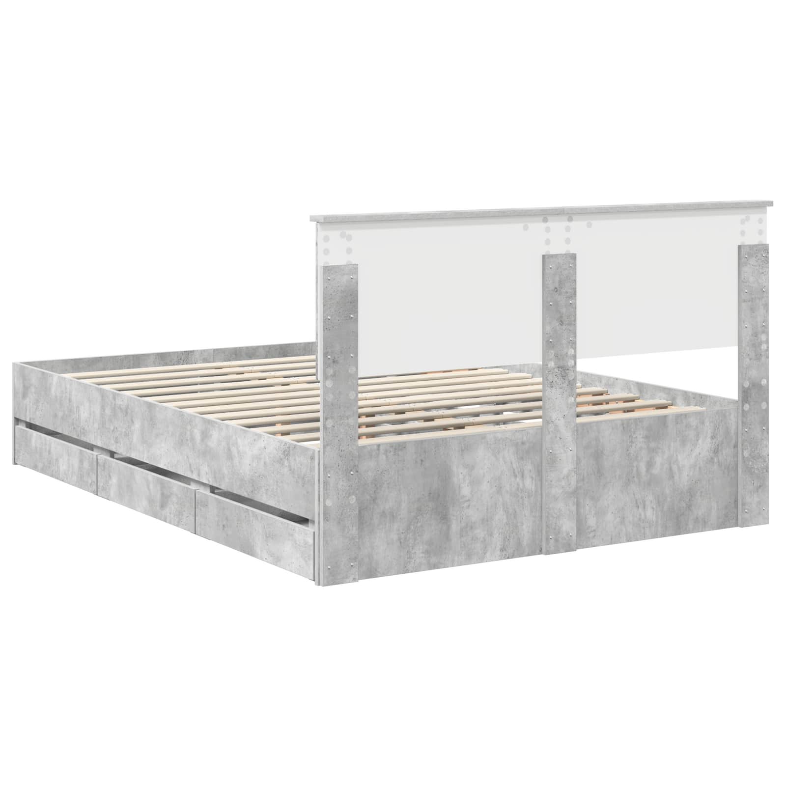 Σκελετός Κρεβατιού Σκυρόδεμα Γκρι 135 x 190 cm Μηχανήματος Ξύλο