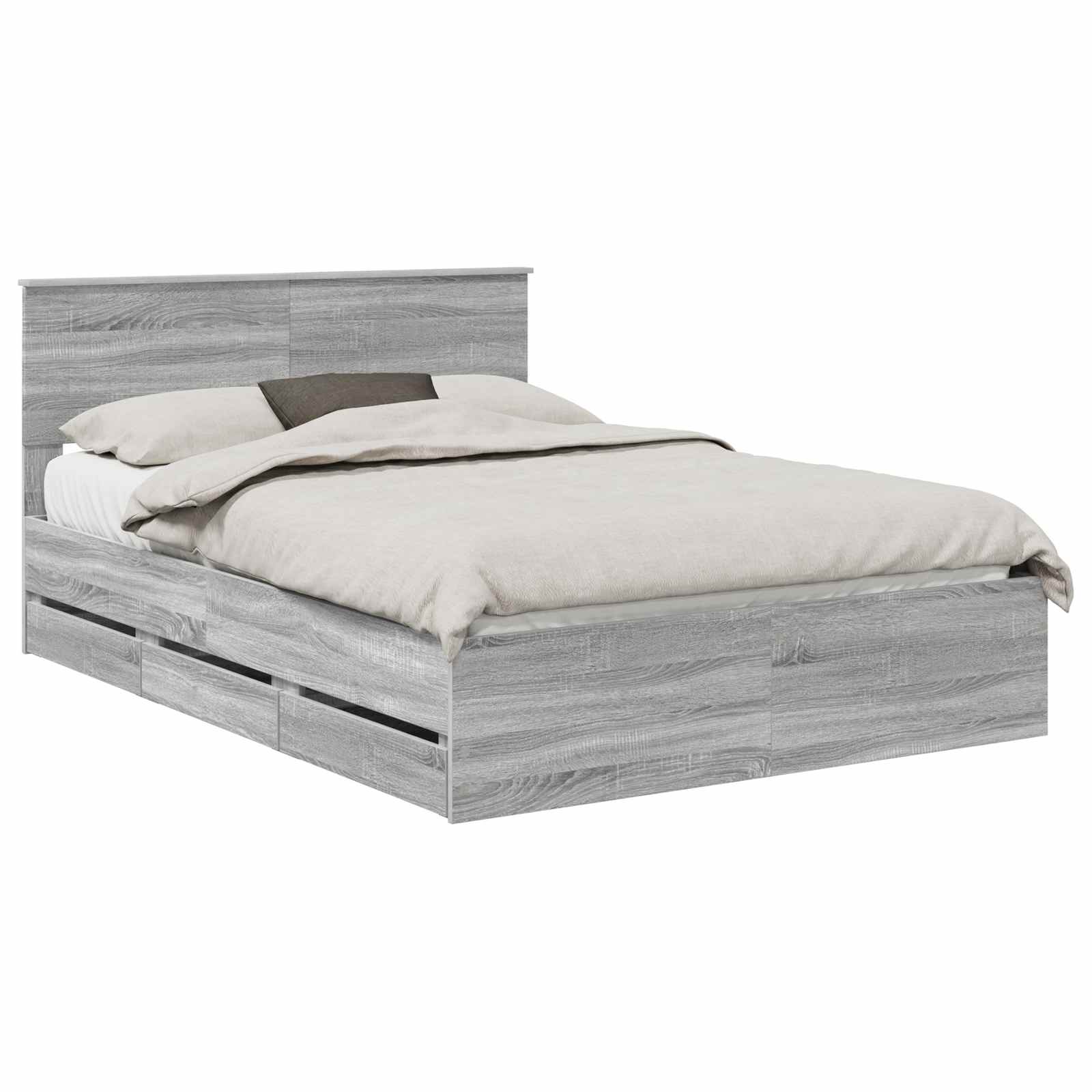 Σκελετός Κρεβατιού Γκρίζο Σονομα 135 x 190 cm Μηχανήματος Ξύλο - Pakobazaar