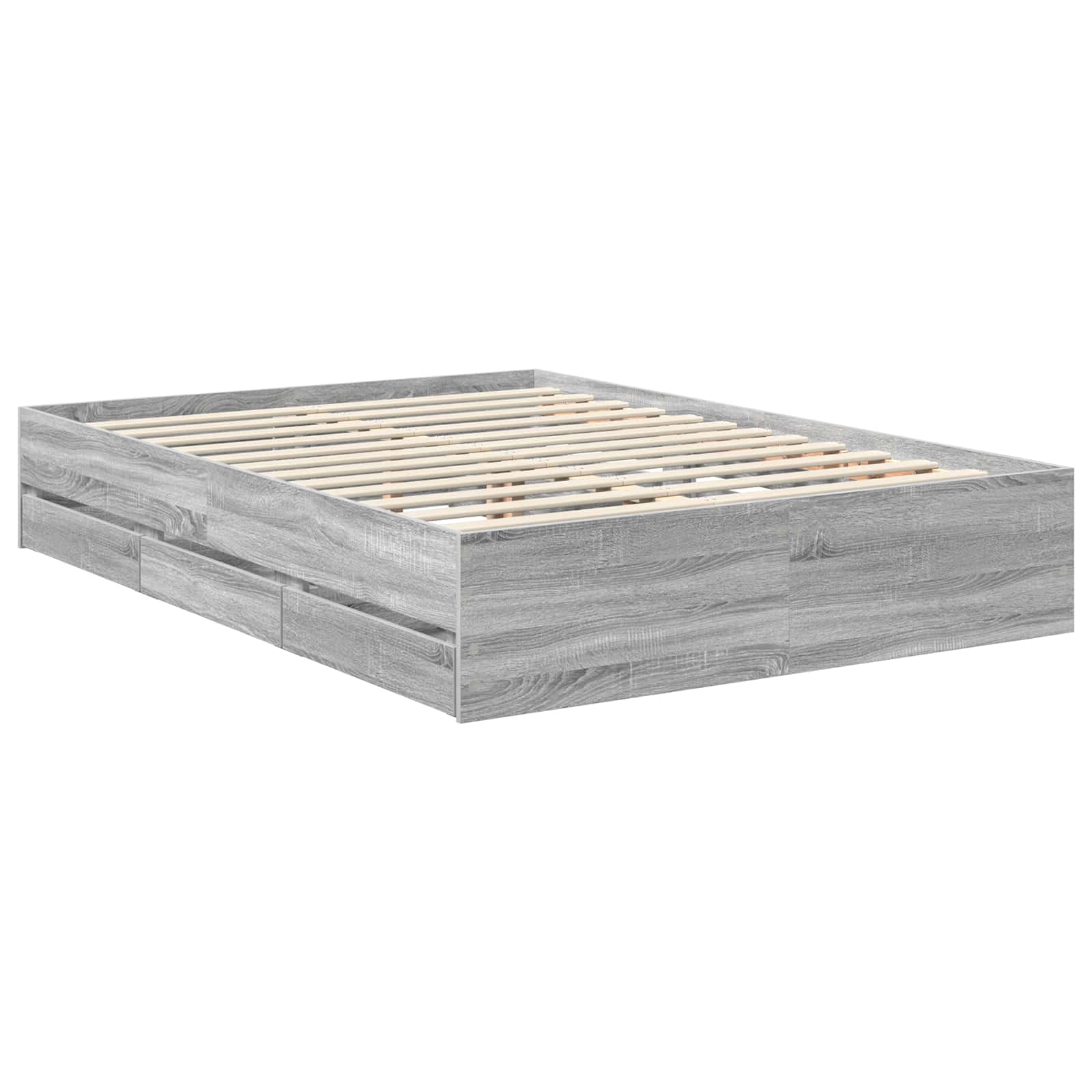 Σκελετός Κρεβατιού Γκρίζο Σονομα 135 x 190 cm Μηχανήματος Ξύλο - Pakobazaar