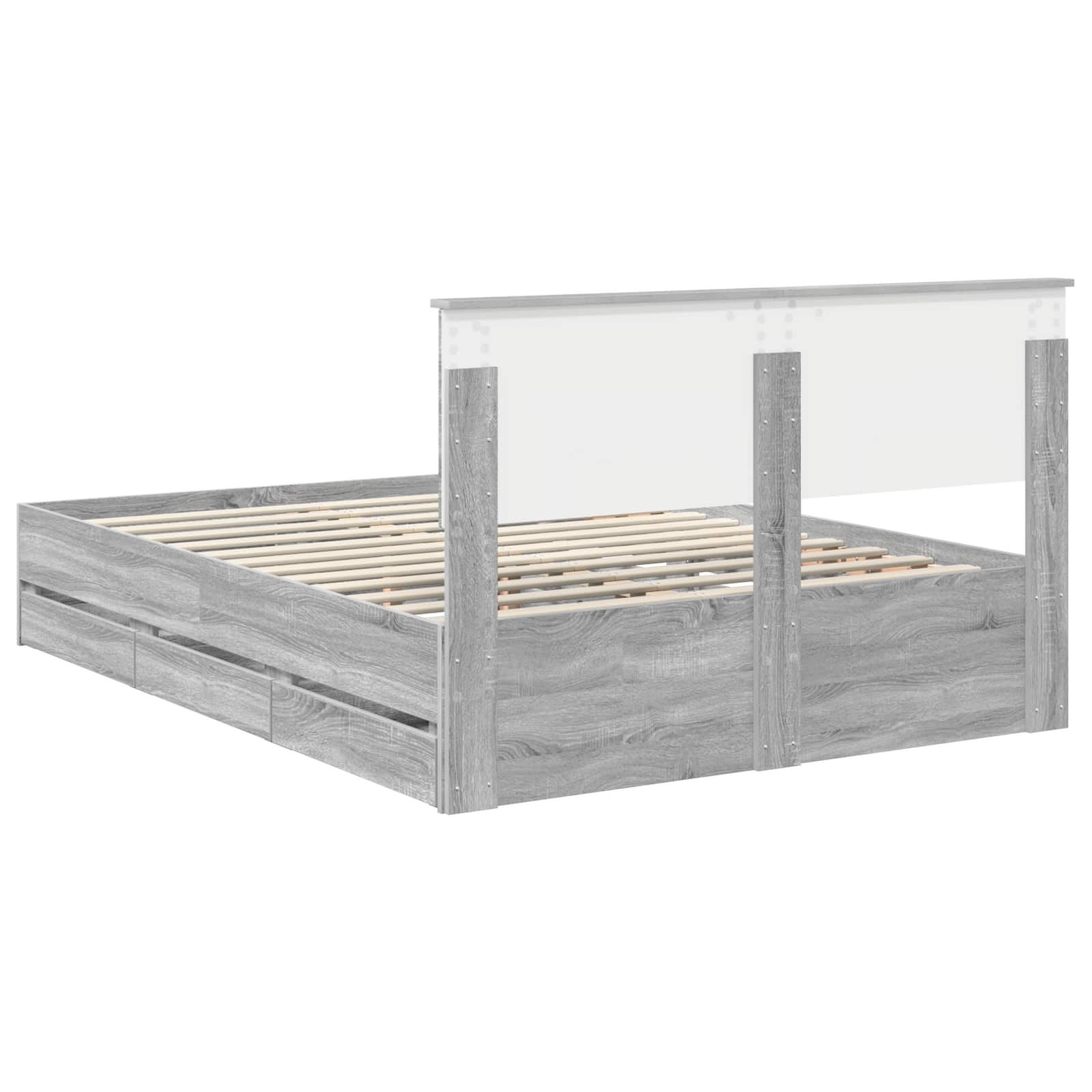 Σκελετός Κρεβατιού Γκρίζο Σονομα 135 x 190 cm Μηχανήματος Ξύλο - Pakobazaar