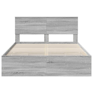 Σκελετός Κρεβατιού Γκρίζο Σονομα 135 x 190 cm Μηχανήματος Ξύλο - Pakobazaar