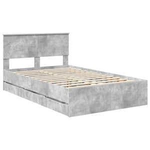 Σκελετός Κρεβατιού Σκυρόδεμα Γκρι 120 x 190 cm Μηχανήματος Ξύλο - Pakobazaar