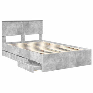 Σκελετός Κρεβατιού Σκυρόδεμα Γκρι 120 x 190 cm Μηχανήματος Ξύλο - Pakobazaar
