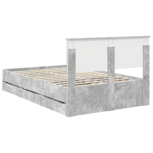 Σκελετός Κρεβατιού Σκυρόδεμα Γκρι 120 x 190 cm Μηχανήματος Ξύλο - Pakobazaar