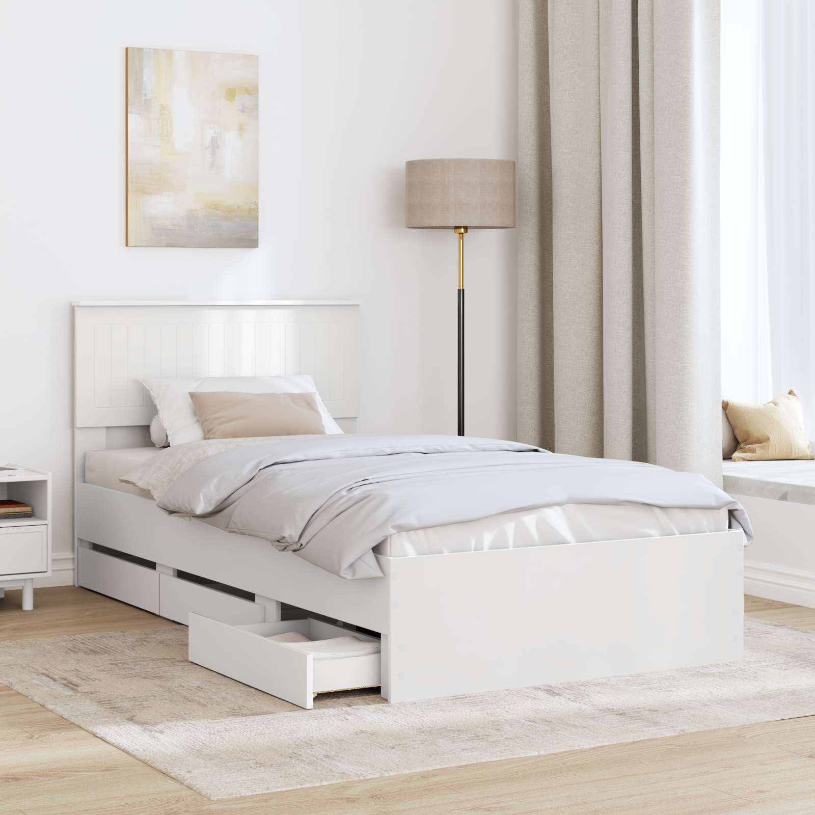 Σκελετός Κρεβατιού Λευκό 100 x 200 cm Μηχανήματος Ξύλο