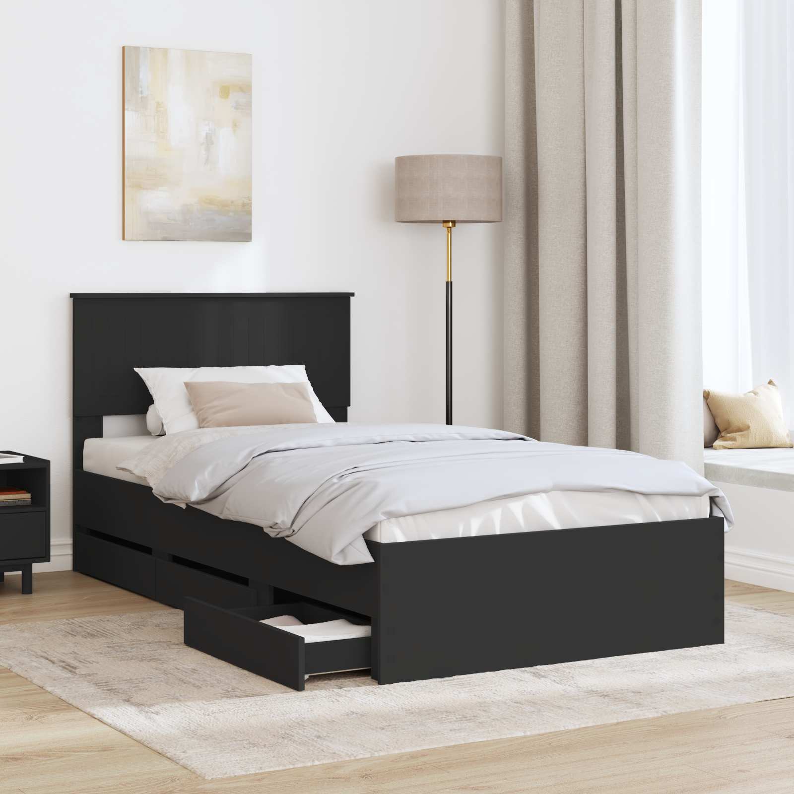 Σκελετός Κρεβατιού Μαύρο 100 x 200 cm Μηχανήματος Ξύλο