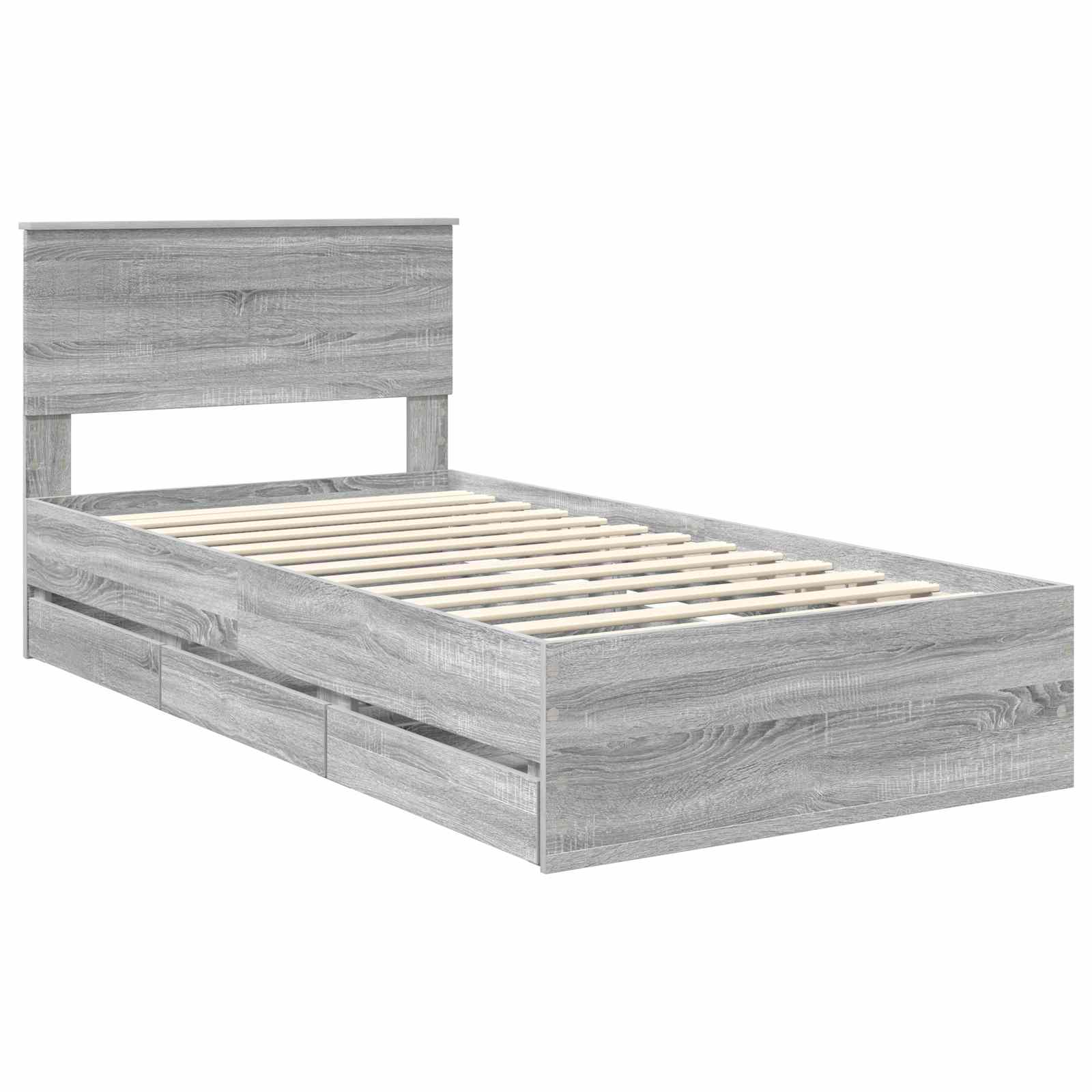 Σκελετός Κρεβατιού Γκρίζο Σονομα 100 x 200 cm Μηχανήματος Ξύλο