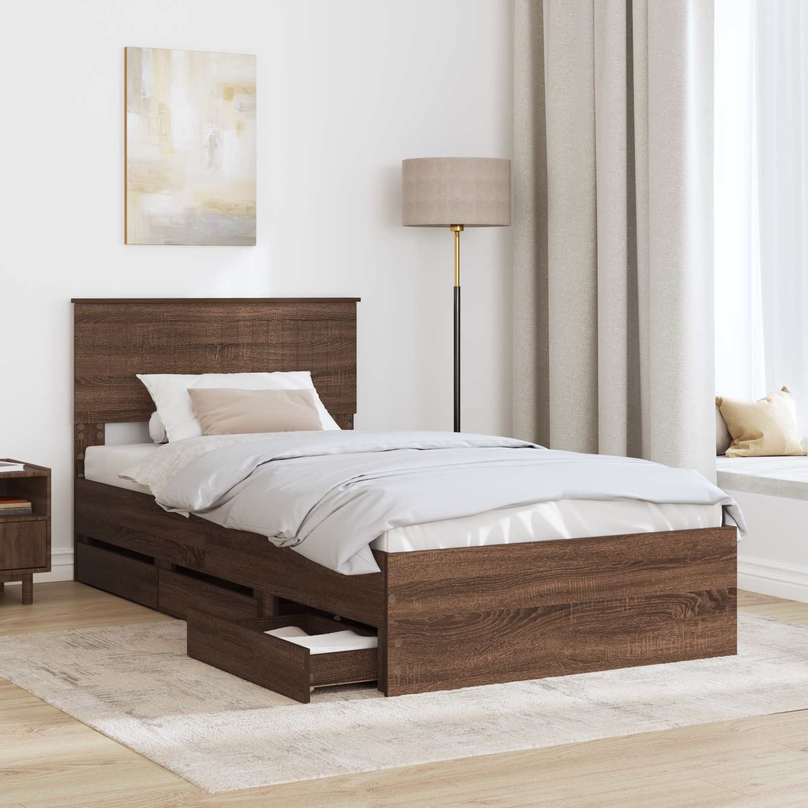 Σκελετός Κρεβατιού Καφέ δρυς 100 x 200 cm Μηχανήματος Ξύλο