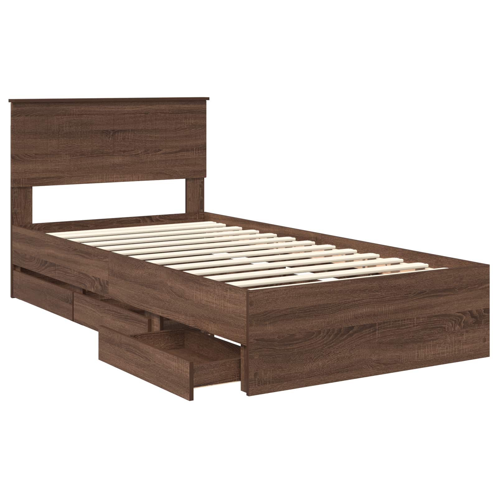 Σκελετός Κρεβατιού Καφέ δρυς 100 x 200 cm Μηχανήματος Ξύλο