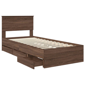 Σκελετός Κρεβατιού Καφέ δρυς 90 x 200 cm Μηχανήματος Ξύλο