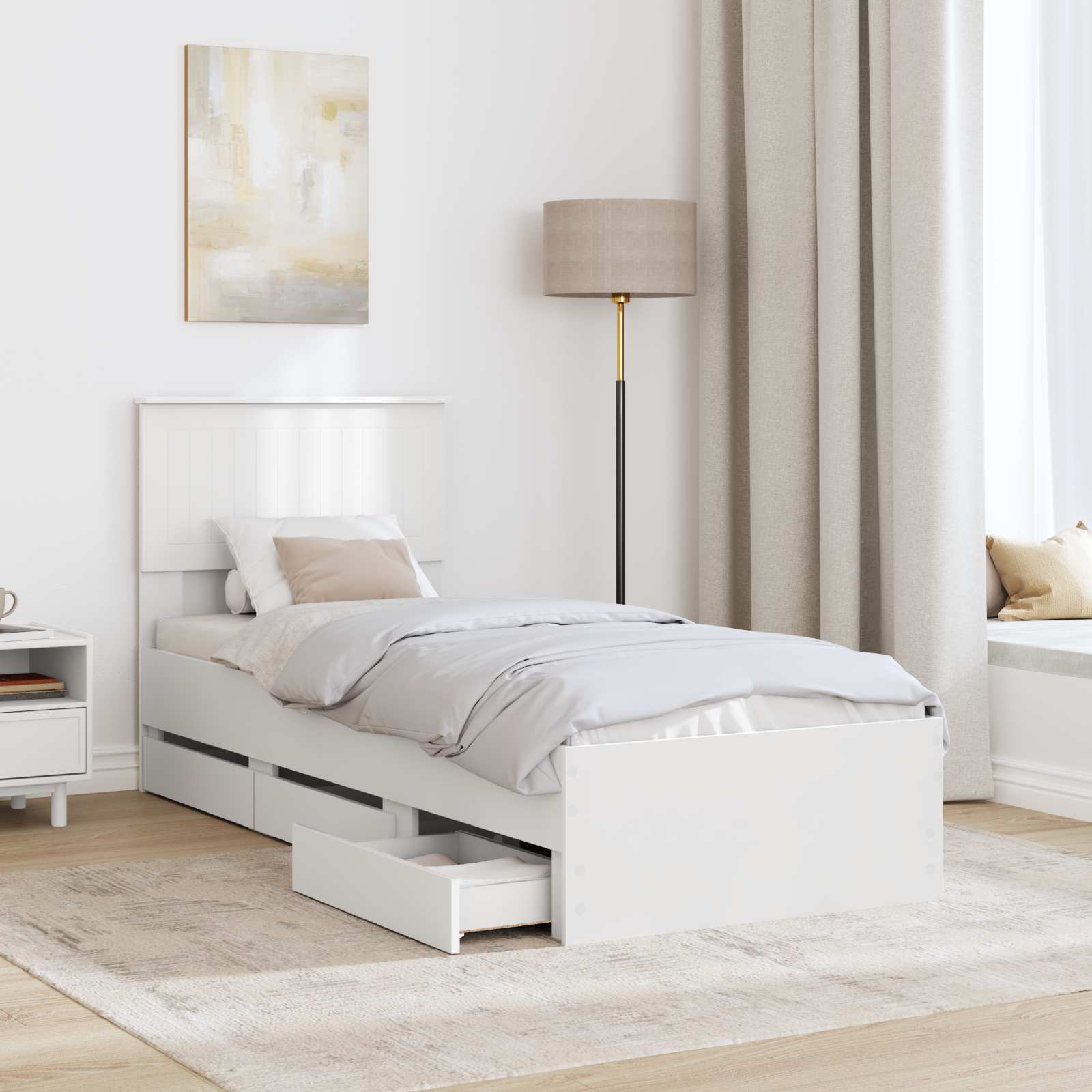 Σκελετός Κρεβατιού Λευκό 75 x 190 cm Μηχανήματος Ξύλο