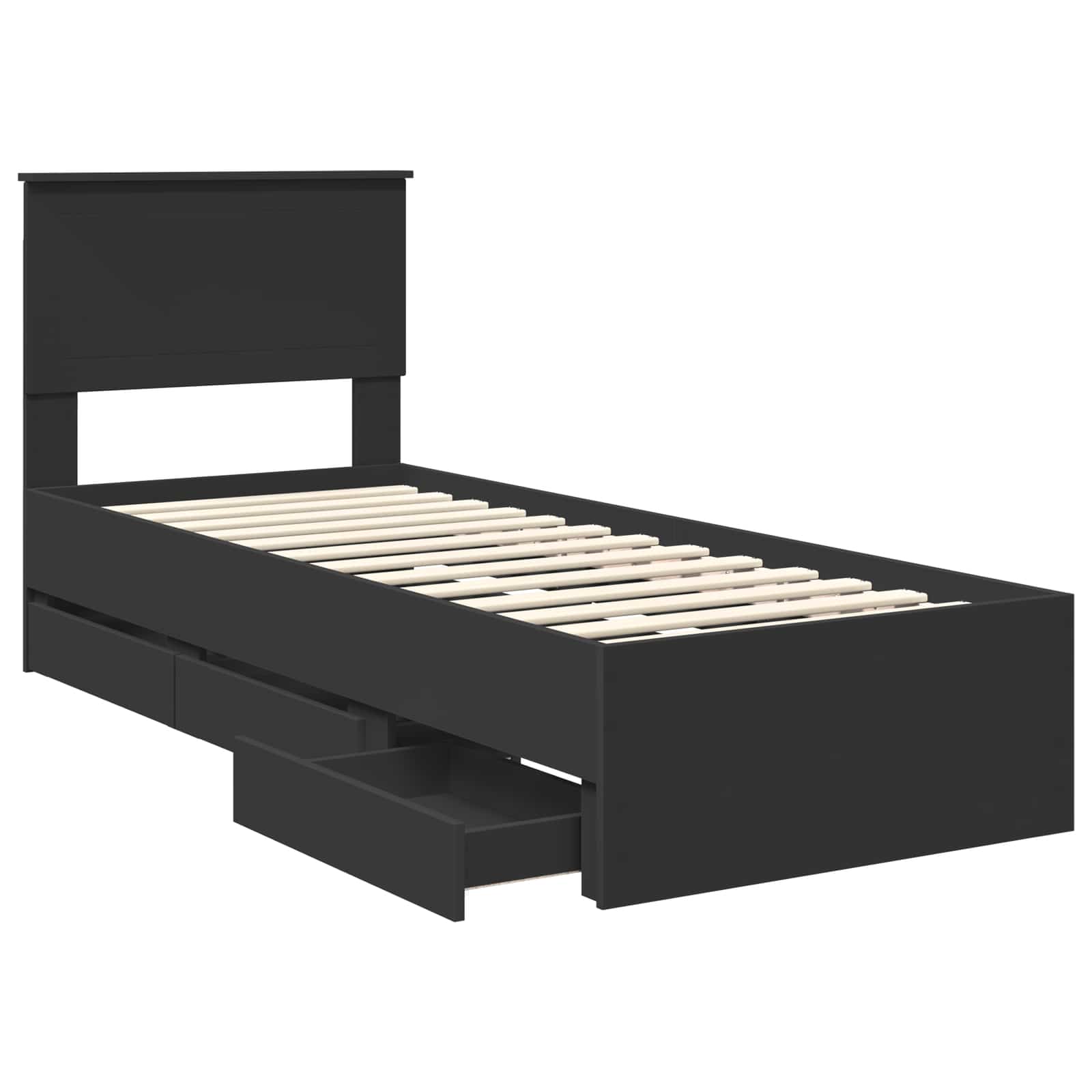 Σκελετός Κρεβατιού Μαύρο 75 x 190 cm Μηχανήματος Ξύλο