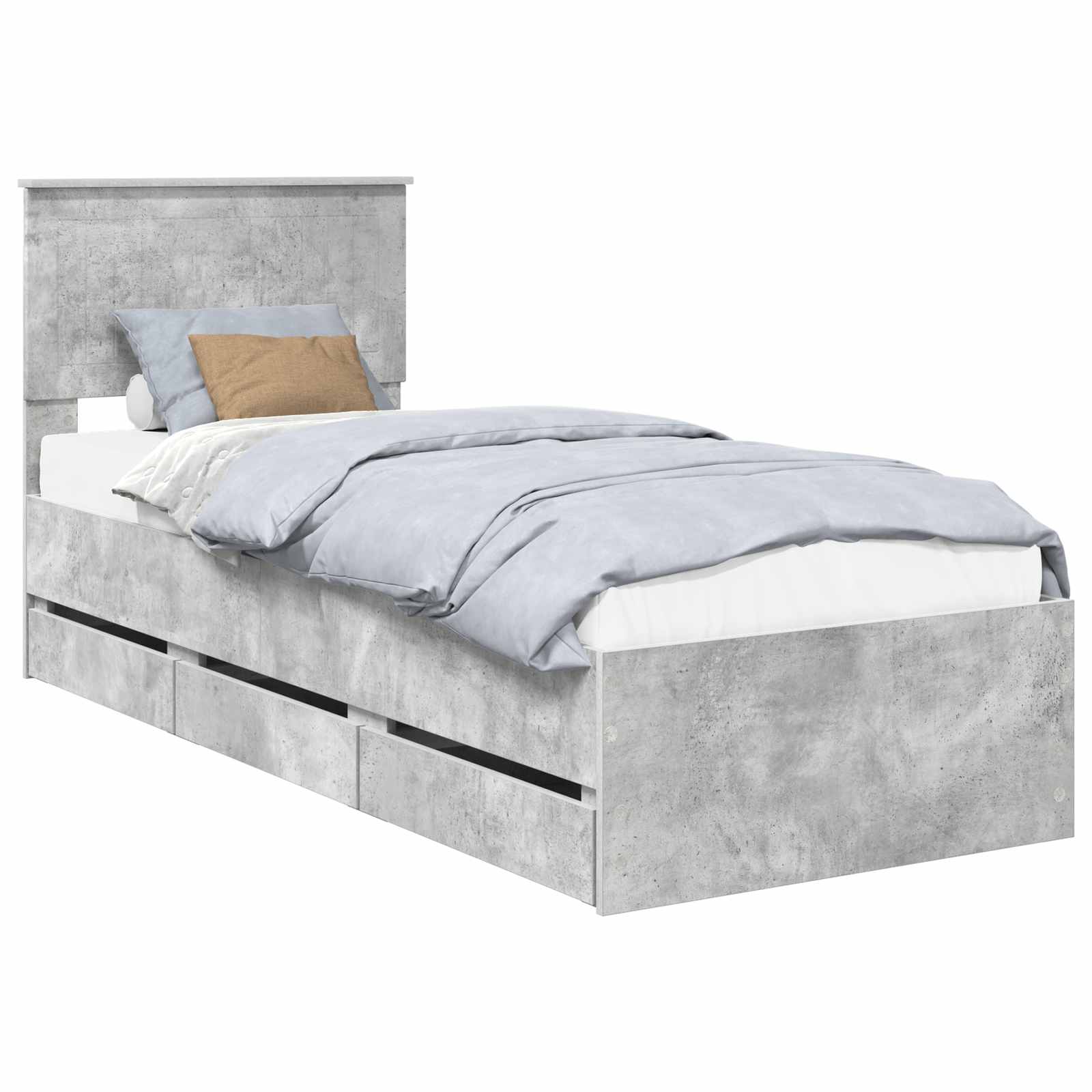 Σκελετός Κρεβατιού Σκυρόδεμα Γκρι 75 x 190 cm Μηχανήματος Ξύλο